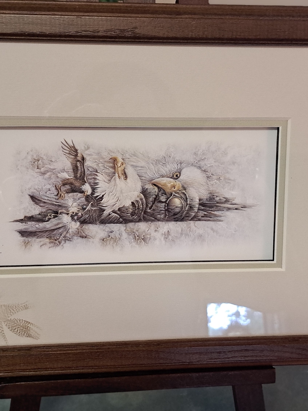 Framed Eagle Wall Art Print in Brown and Cream